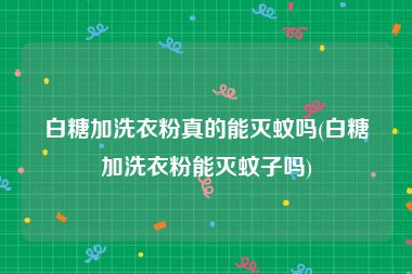 白糖加洗衣粉真的能灭蚊吗(白糖加洗衣粉能灭蚊子吗)